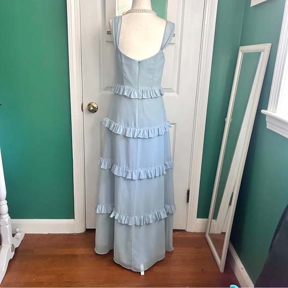 Revelry Sloane Chiffon Tiered Dress in Periwinkle 4 - Picture 9 of 14
